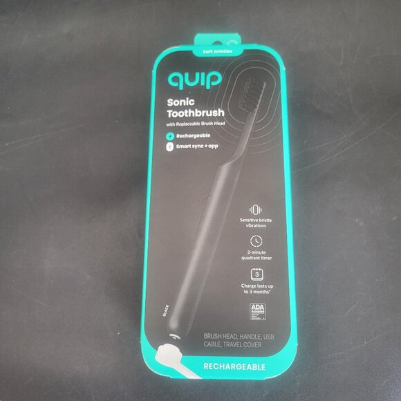 Quip Rechargeable Electric Toothbrush W/ Smart Sync App Black Timer ext Head New - Picture 2 of 5